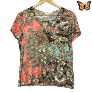 𝅺Allison Daley Petite Paisley Abstract Top Petite Small